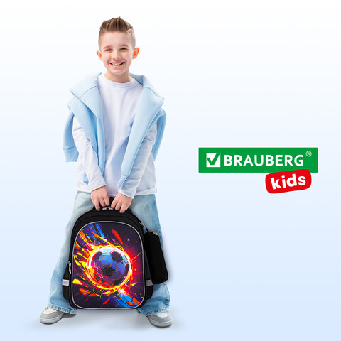 Рюкзак BRAUBERG KIDS MIND с пеналом в комплекте, 2 отделения, "Football", 40х28х18 см, 273178 - фото 18