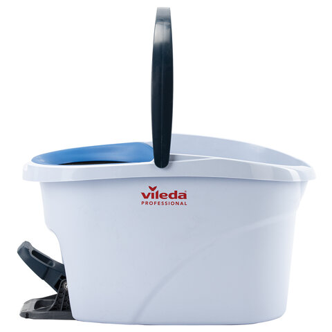 Швабра с отжимом и ведром 10л VILEDA PROFESSIONAL "УльтраСПИН Мини", отжим с педалью, насадка, синий 158010 - фото 3