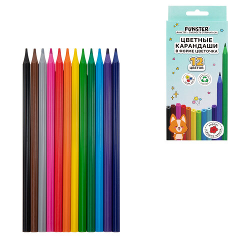 Карандаши цветные FUNSTER (ФАНСТЕР), 12 цветов, фигурный корпус в форме цветочка, 182069 - фото 3