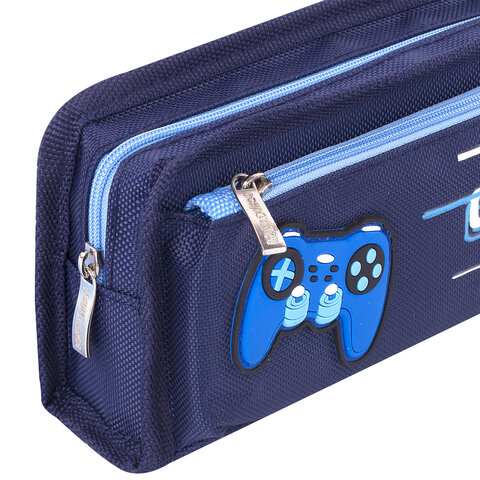 Пенал мягкий ЮНЛАНДИЯ, 2 отделения, полиэстер, "Joystick", синий, 21х6х9 см, 270274 - фото 5