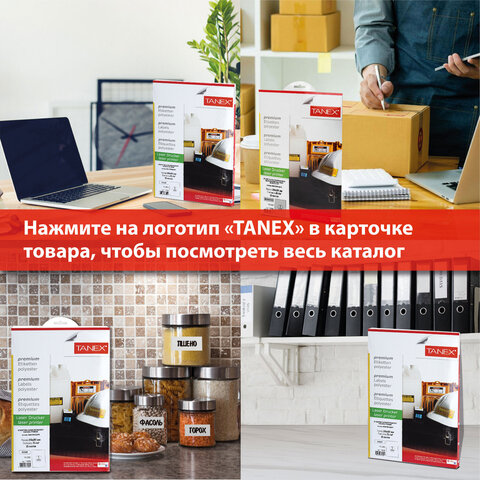 Этикетка самоклеящаяся ВСЕПОГОДНАЯ 210х297 мм, 1 этикетка, полиэстер, белая, 25 листов, TANEX, сырье Финляндия, 114545, TW-2000 - фото 17