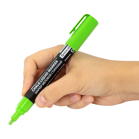 Маркер меловой CHALK LIQUID MARKER, ЗЕЛЕНЫЙ, 3 мм, стираемый, BRAUBERG "CHALK", 152587 - фото 10