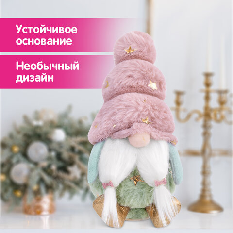 Украшение новогоднее интерьерное, 18 см, дизайн "Усатый гномик", полиэстер, пенопласт, ЗОЛОТАЯ СКАЗКА, 592569 - фото 11