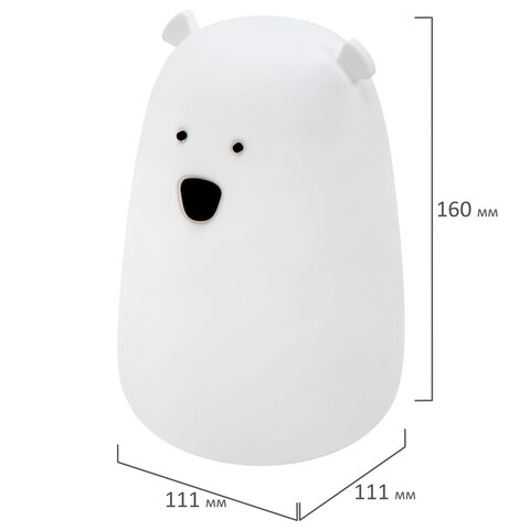 Ночник силиконовый LED "Медведь" 111x111x160 мм, белый свет/RGB, таймер, USB, аккумулятор 1200 мАч, DASWERK (ДАСВЕРК), 238938 - фото 6