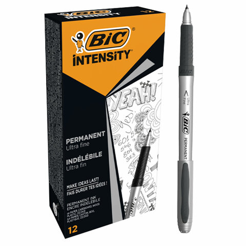 Маркер перманентный BIC "Intensity Ultra Fine", ЧЕРНЫЙ, тонкий наконечник 0,8 мм, 8290801 - фото 2