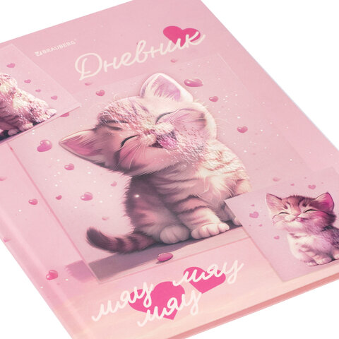 Дневник 1-4 класс 48 л., твердый, BRAUBERG, выборочный лак, с подсказом, "Миленький котёнок", 107594 - фото 4