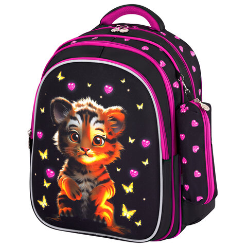 Рюкзак BRAUBERG KIDS MIND с пеналом в комплекте, 2 отделения, "Tiger Cub", 40х28х18 см, 273175 - фото 1