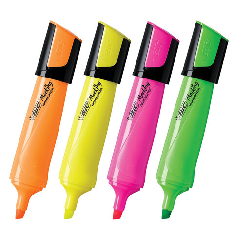 Набор текстовыделителей BIC "Flat" 4 шт., АССОРТИ, линия 1,7-4,8 мм, 943652 - фото 1