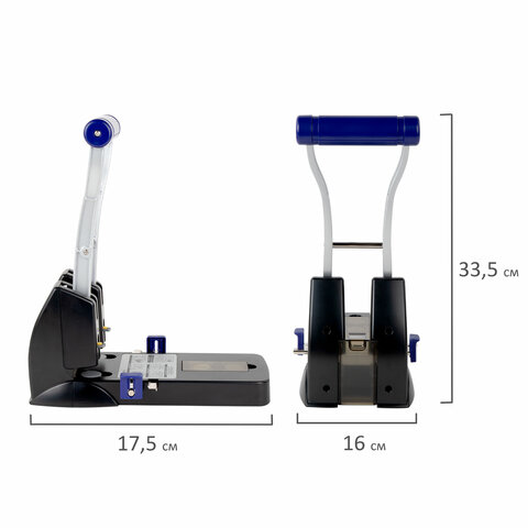 Дырокол металлический МОЩНЫЙ BRAUBERG "EXTRA Heavy duty", до 160 листов, черно-синий, 272722 - фото 4