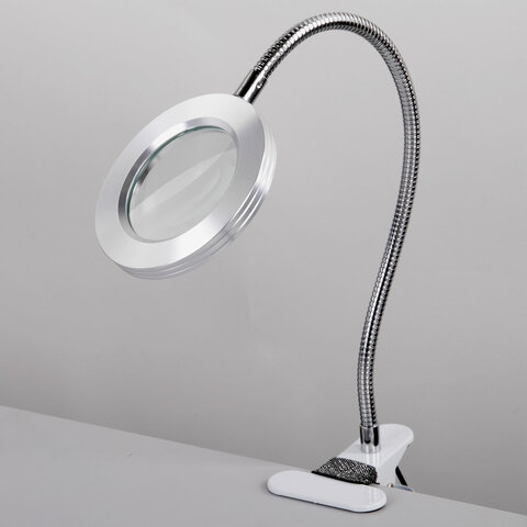 Лупа настольная на прищепке с LED-ПОДСВЕТКОЙ, диаметр 75 мм, увеличение 3, BRAUBERG, 455931 - фото 5