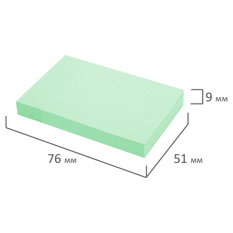 Блок самоклеящийся (стикеры) STAFF STANDARD, ПАСТЕЛЬНЫЙ 76х51 мм, зеленый, 100 листов, 116583 - фото 3