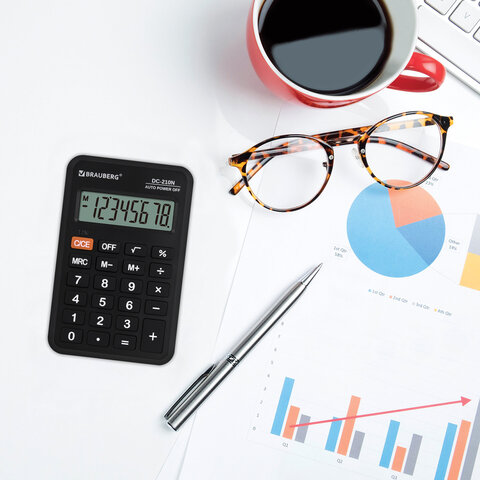 Калькулятор карманный BRAUBERG DC-210N (63х98 мм), 8 разрядов, черный, 272953 - фото 7