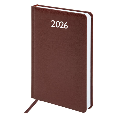 Ежедневник датированный 2026, А5, 138x213 мм, BRAUBERG "Profile", балакрон, коричневый, 117072 - фото 1