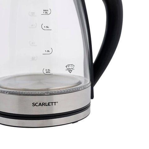 Чайник SCARLETT SC-EK27G35, 1,8 л, 1800 Вт, закрытый нагревательный элемент, стекло, стальной - фото 5