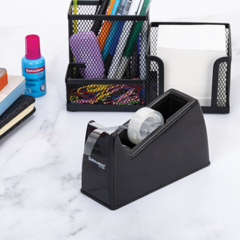 Диспенсер для клейкой ленты шириной до 26 мм, ЧЕРНЫЙ (лента в подарок!), утяжеленный большой, BRAUBERG, 701459 - фото 10