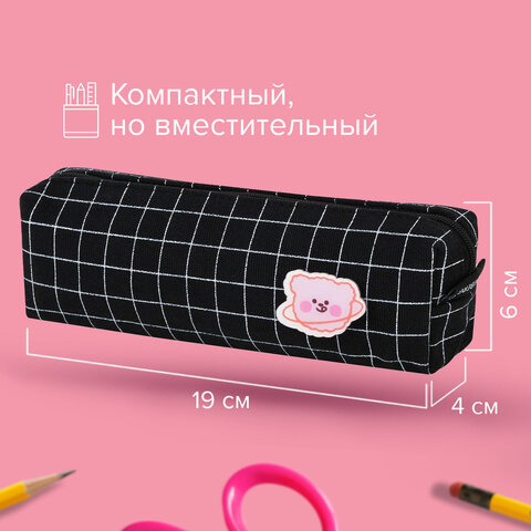 Пенал BRAUBERG, 1 отделение, полиэстер, "Cute bear", черный, 19х4х6 см, 272303 - фото 11