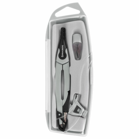 Готовальня BRAUBERG ULTRA, 4 предмета: циркуль 135 мм, запасные грифели, насадка, графитовый цвет, 210821 - фото 2