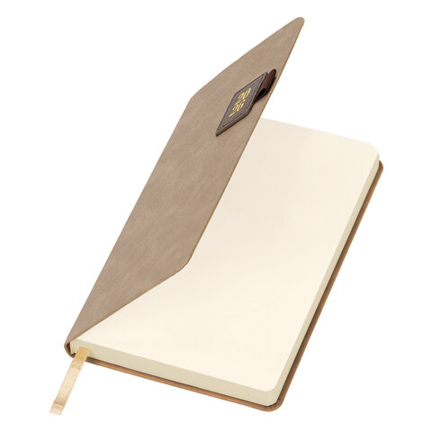 Ежедневник датированный 2026 А5 138х213 мм, BRAUBERG "Accent", под кожу, держатель, бежевый/коричневый, 117388 - фото 3