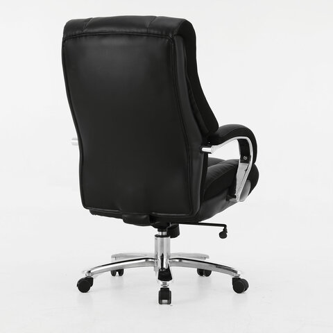 Кресло офисное BRABIX PREMIUM "Bomer HD-007", НАГРУЗКА до 250 кг, рециклированная кожа, хром, черное, 531939 - фото 5