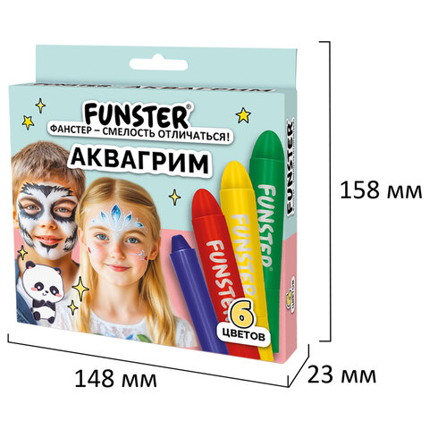 Аквагрим для лица и тела, 6 ярких цветов, FUNSTER (ФАНСТЕР), легко смываются, 192571 - фото 6