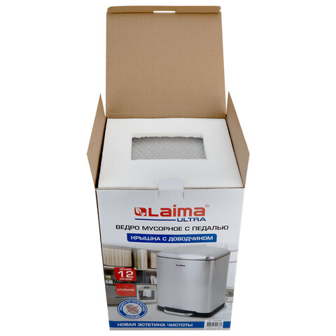 Ведро мусорное с педалью 12 л, крышка с доводчиком, стальное, БЕЗ ОТПЕЧАТКОВ, LAIMA ULTRA, 701568 - фото 9