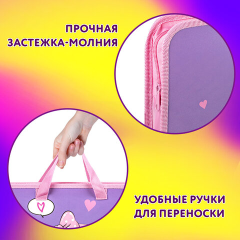 Папка на молнии с ручками ЮНЛАНДИЯ А4, 1 отделение, пластик, ширина 45 мм, "Sweet Panda", 271456 - фото 10