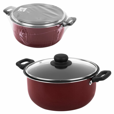 Кастрюля 3,5 л с крышкой 22 см, антипригарное покрытие, удобные ручки, SCOVO "Expert", СЭ-007 - фото 1