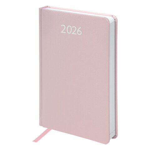 Ежедневник датированный 2026, А5, 138x213 мм, BRAUBERG "Profile", балакрон, светло-розовый, 117075 - фото 1