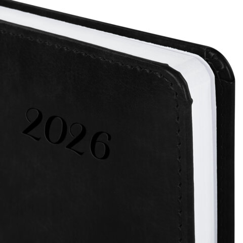 Ежедневник датированный 2026 А5 138x213 мм, BRAUBERG "Legend", под кожу, застежка, черный, 117070 - фото 3