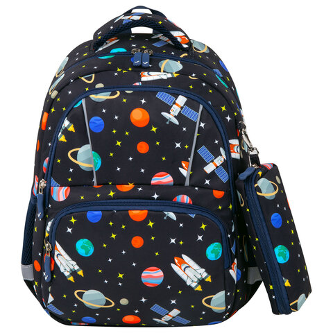 Рюкзак BRAUBERG KIDS SET, с пеналом в комплекте, 2 отделения, "Space infinity", 37x28x16 см, 272099 - фото 2