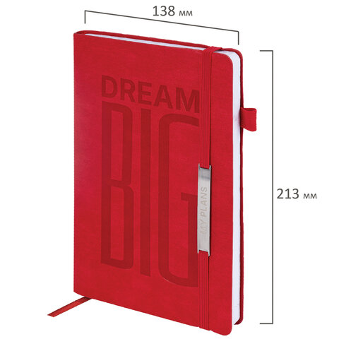 Ежедневник недатированный А5 138х213 мм BRAUBERG "BeStyle", под кожу, резинка, держатель, 160 л., красный, 116217 - фото 2