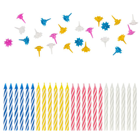 Набор свечей для торта 24 шт., 6 см, 24 держателя, ЗОЛОТАЯ СКАЗКА, в блистере, 591445 - фото 2