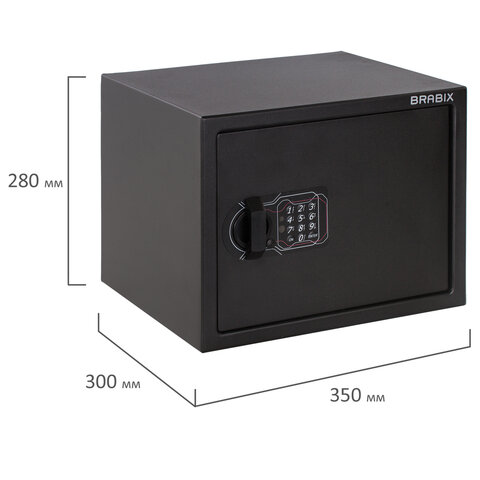 Сейф мебельный BRABIX "SF-280EL", 280х350х300 мм, электронный замок, черный, 291149, S103BR212414 - фото 6
