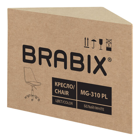 Кресло стул BRABIX "Eames MG-310 PL", пластик белый, экокожа белая, 532926 - фото 9