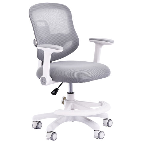 Кресло детское с подставкой для ног BRABIX KIDS "MG-215", сетка/ткань TW, серое, 533313 - фото 1