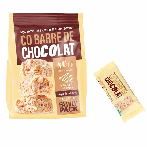 Конфеты мультизлаковые CO BARRE DE CHOCOLAT с белой глазурью, 135 г, УТ-00032332 - фото 2