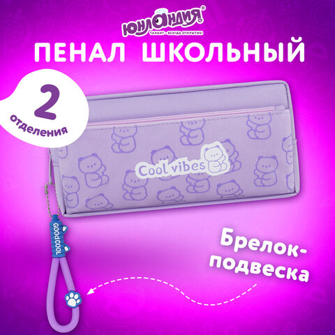 Пенал ЮНЛАНДИЯ ЮНИОР, 2 отделения, "Cool vibes", 21х9х8 см, 273821 - фото 7