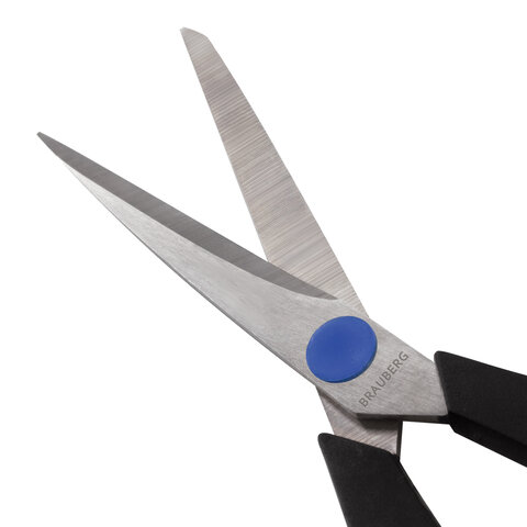 Ножницы BRAUBERG "Soft Grip", 216 мм, черно-синие, резиновые вставки, 3-х сторонняя заточка, 230763 - фото 5