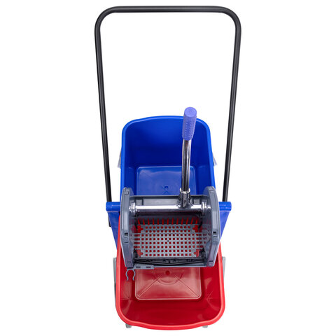 Тележка уборочная BRABIX, 2 съемных ведра 23 л, механический отжим, пластиковый каркас, 606659 - фото 8