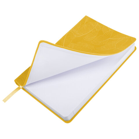 Ежедневник датированный 2026 А5 138x213 мм, BRAUBERG "Foliage", под кожу, гибкий, желтый, 117130 - фото 4