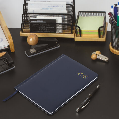 Еженедельник датированный 2026, А5, 145х215 мм, BRAUBERG "Select", балакрон, темно-синий, 117181 - фото 5