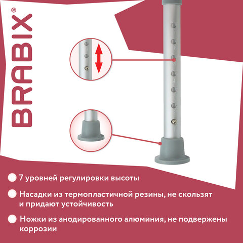 Стул-сиденье круглый ТИТАН для купания в душе / ванной, регулировка высоты ножек под любой рост, BRABIX, 532619 - фото 11