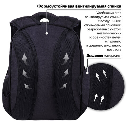 Рюкзак BRAUBERG OPTIMA, 2 отделения, с брелоком, "Keep away", СВЕТЯЩИЙСЯ, 36х27х18 см, 271361 - фото 15