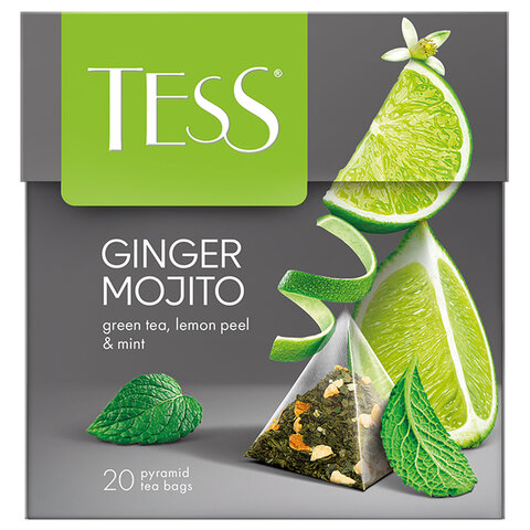 Чай TESS "Ginger Mojito" зеленый с ароматом мяты, цедрой лимона, имбирем, 20 пирамидок по 1,8 г, 0788-12 - фото 6
