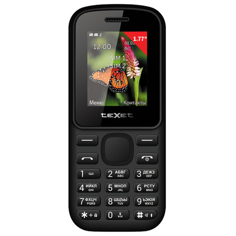 Телефон мобильный TEXET TM-130, 2 SIM, 1,77", 32 МБ, microSD, FM, фонарик, черный, 00-00001860 - фото 1