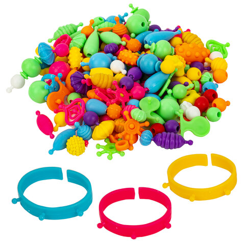 Конструктор POP-BEADS для творчества, игр и создания украшений, 150 бусин, основы для браслетов, колец, BRAUBERG KIDS, 664697 - фото 2