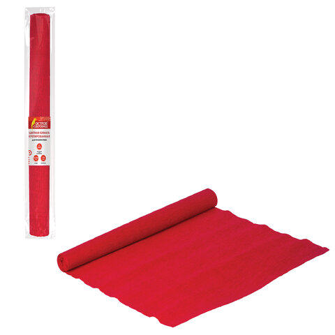 Бумага гофрированная/креповая, 110 г/м2, 50х250 см, красная, ОСТРОВ СОКРОВИЩ, 129148 - фото 1