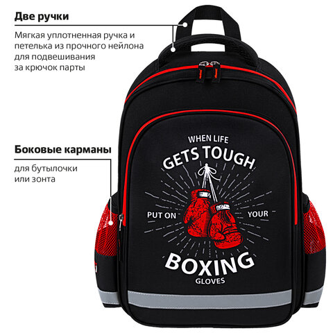Рюкзак ПИФАГОР SCHOOL, 1 отделение, 3 кармана, "Boxing", 38x28х14 см, 272077 - фото 15
