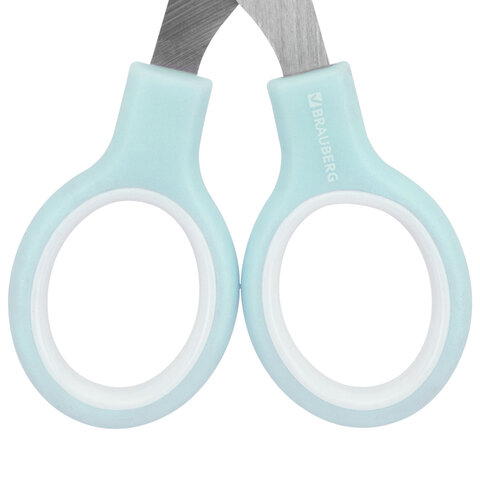 Ножницы BRAUBERG KIDS 130 мм, ручки мятные, закругленные лезвия с линейкой, 274062 - фото 5