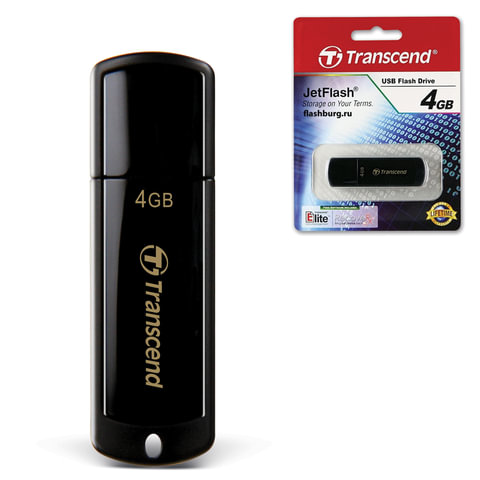 Флеш-память Transcend JetFlash 350, 4Gb, USB 2.0, чер, TS4GJF350 - фото 1